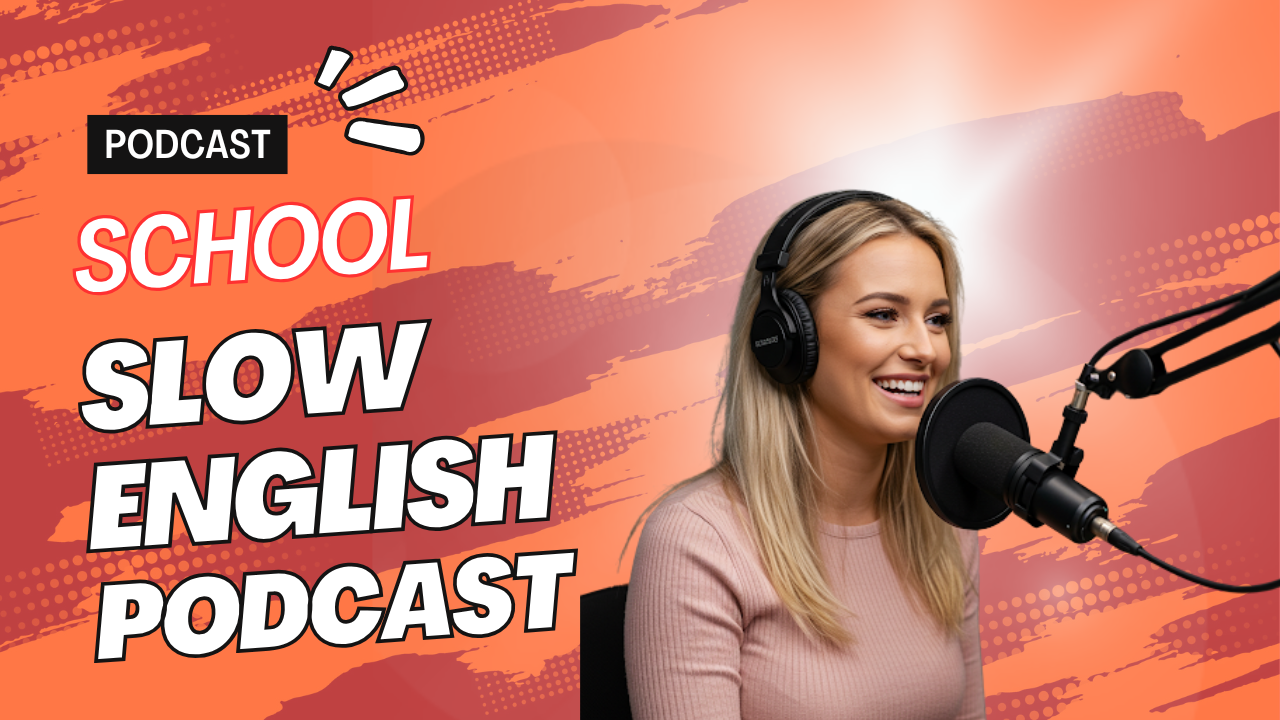 Slow English Podcast - #4 School PDF - Voice - Video
